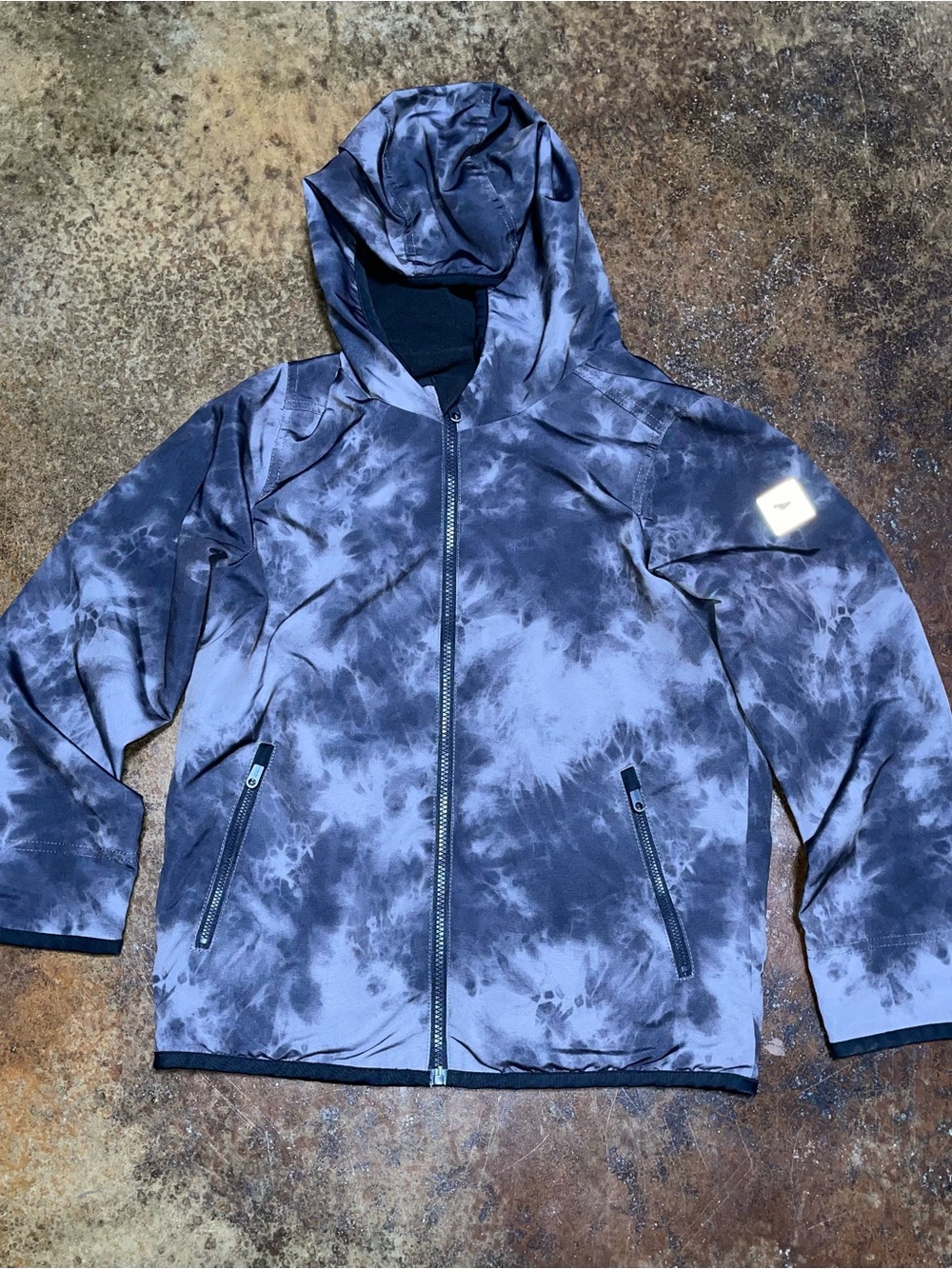 Abercrombie & Fitch Gray Tie-Dye Hooded Zip Jacket